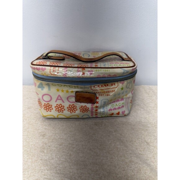 Coach Handbags - Y2K COACH MULTICOLOR RAINBOW LAMINATED BANDANA BLUE TOP HANDLE POUCH BAG PURSE